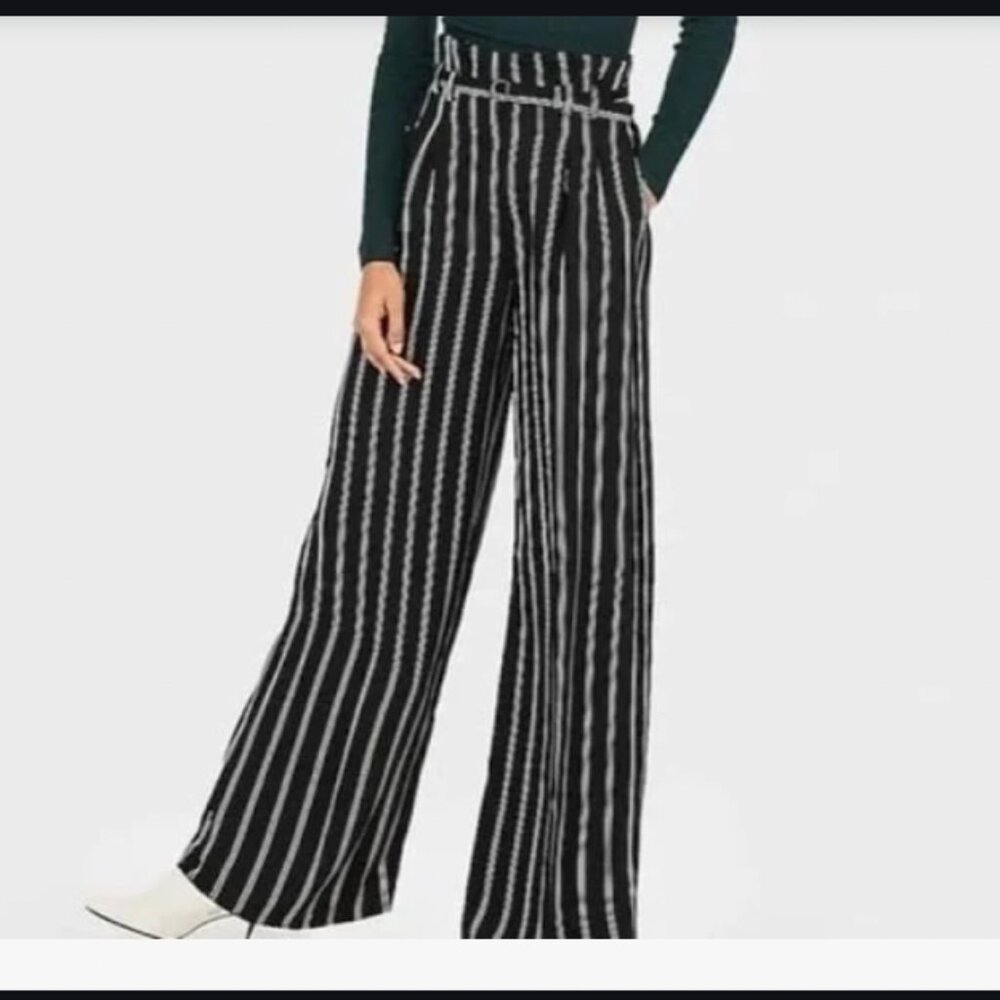 NEW! Express Belted High-Waisted Navy pants.